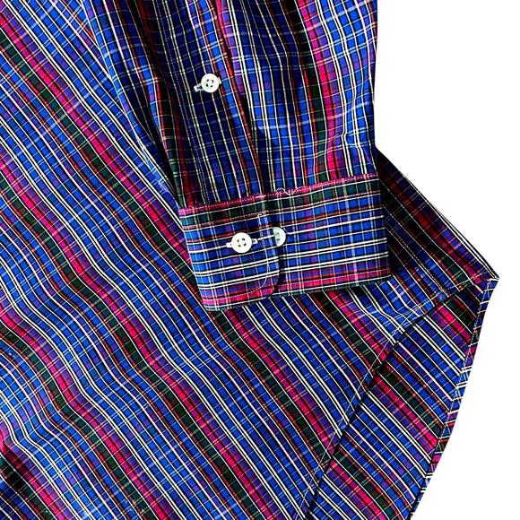 RALPH LAUREN Mens 16/L Blue Red Plaid Dress/Casual Button-Down 100% Cotton Shirt - Picture 5 of 10